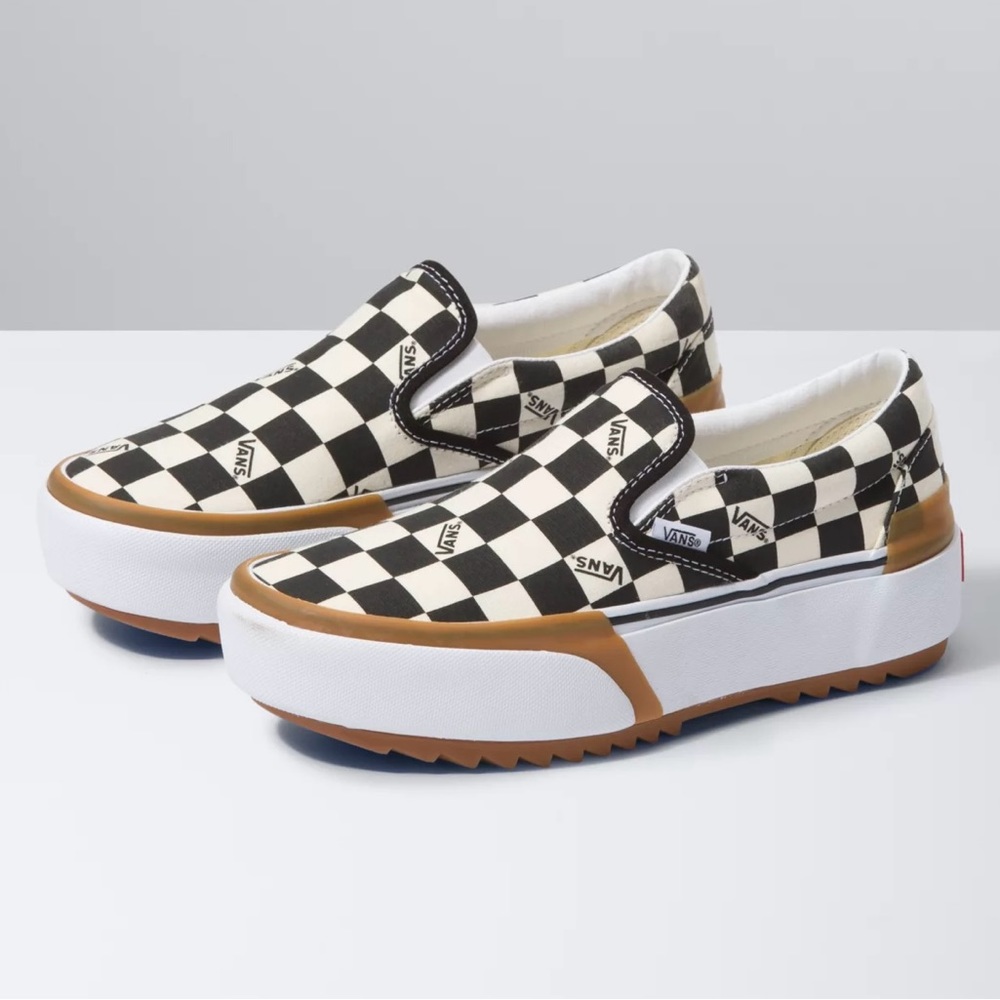 🔎 ISO ‼️ Vans Checkerboard Stacked Slip On size 7